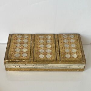 Vintage Florentine Gilt Wood Triple-Compartment Box